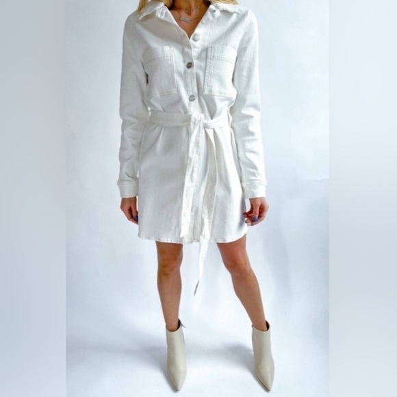 *NWT* Sanctuary The Utility Denim Shirt Dress Winter White Size 2X